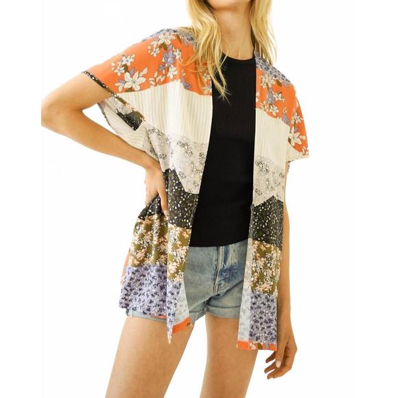 NEW MYSTREE mixed print flowy cardigan in multicolor - Picture 1 of 3